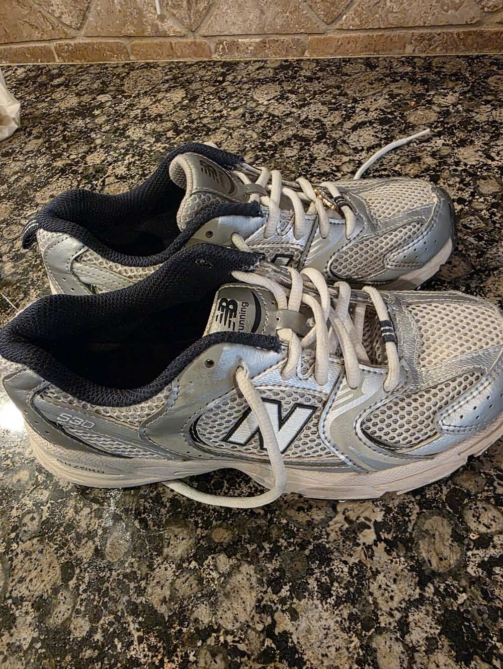 Kid's New Balance Silver Mesh Running Sneakers - Picture 2 of 5